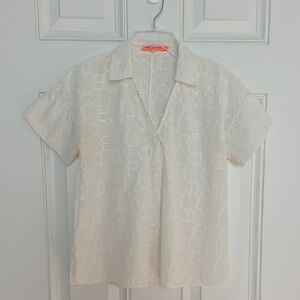 Vilagallo White Embroidered Cotton Top.  Size 40